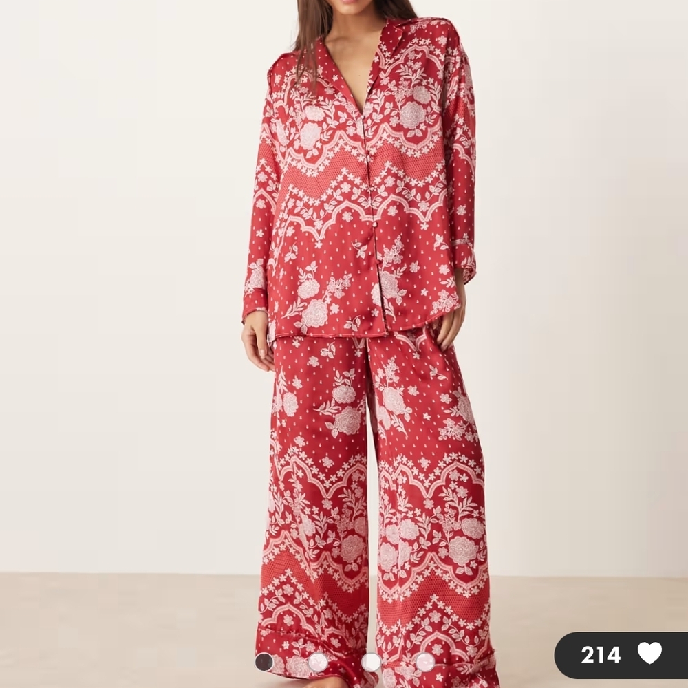FREE PEOPLE INTIMATELY DREAMY DAYS PJ SET IN CHERRY COMBO - Picture 9 of 11